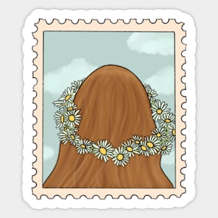 Cottagecore Flower Crown Stamp Sticker